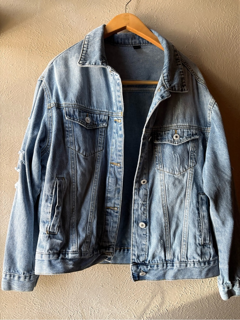 SHEIN Light Blue Denim Shirt Jacket - Classic Trucker Style